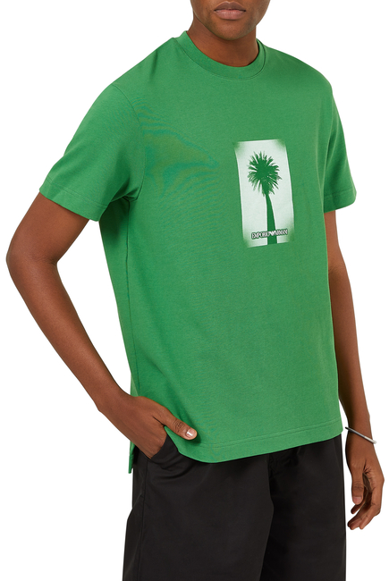 Surfer Photo Print T-shirt in Cotton Jersey